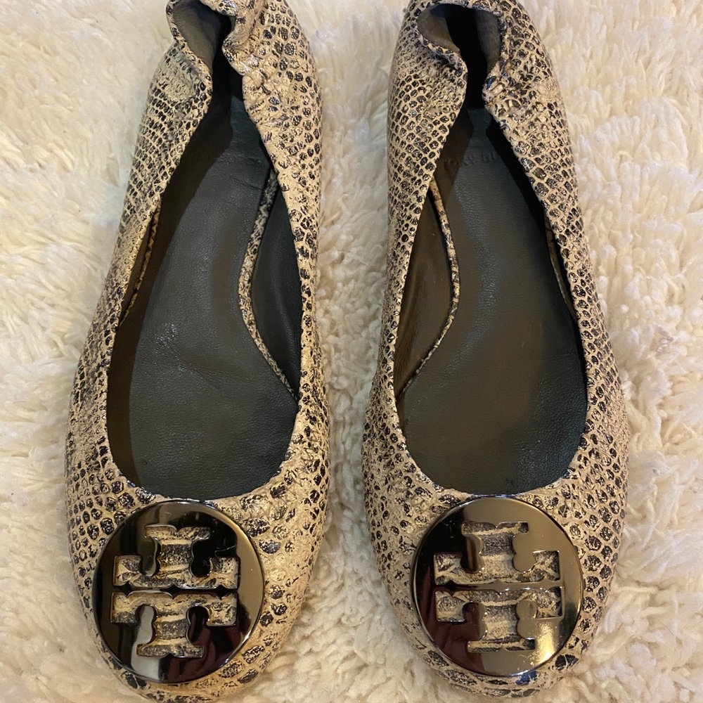 Tory Burch Minnie snakeskin print ballet flats